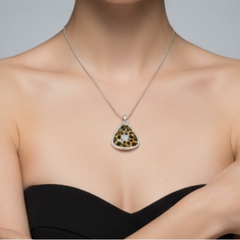 Leopard Print Pendant Necklace and Earring Set